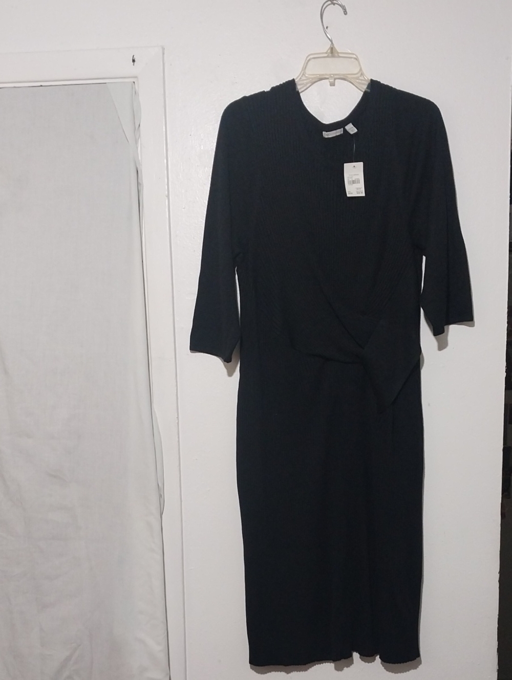 CATO Black Twist-Front Midi Dress by